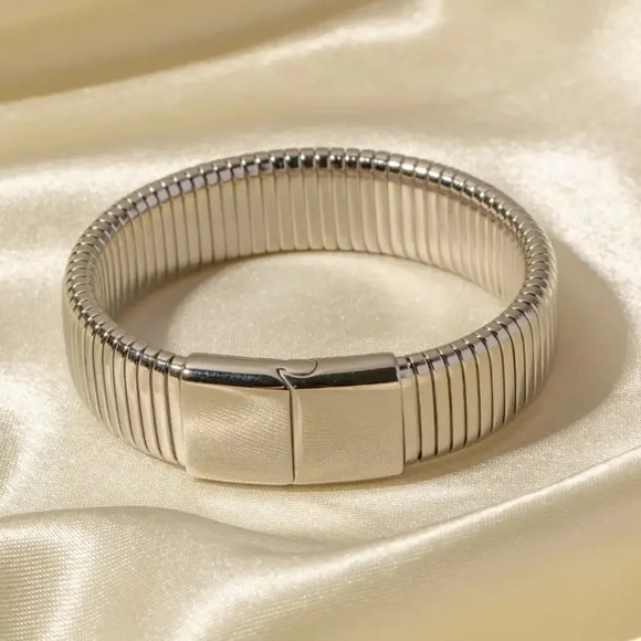 Anthropologie Stainless Steel Waterproof Tarnish Snake Chain Bracelet - Picture 3 of 13